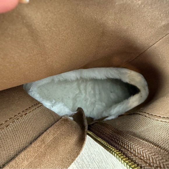 UGG Authentic Classic Twin Seam New Heights Chestnut Suede Platform Zipper Sz 6 - Picture 10 of 15